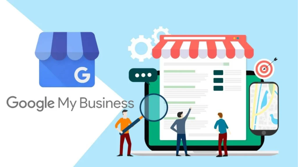 Illustration of a Google My Business optimization strategy for local business listings