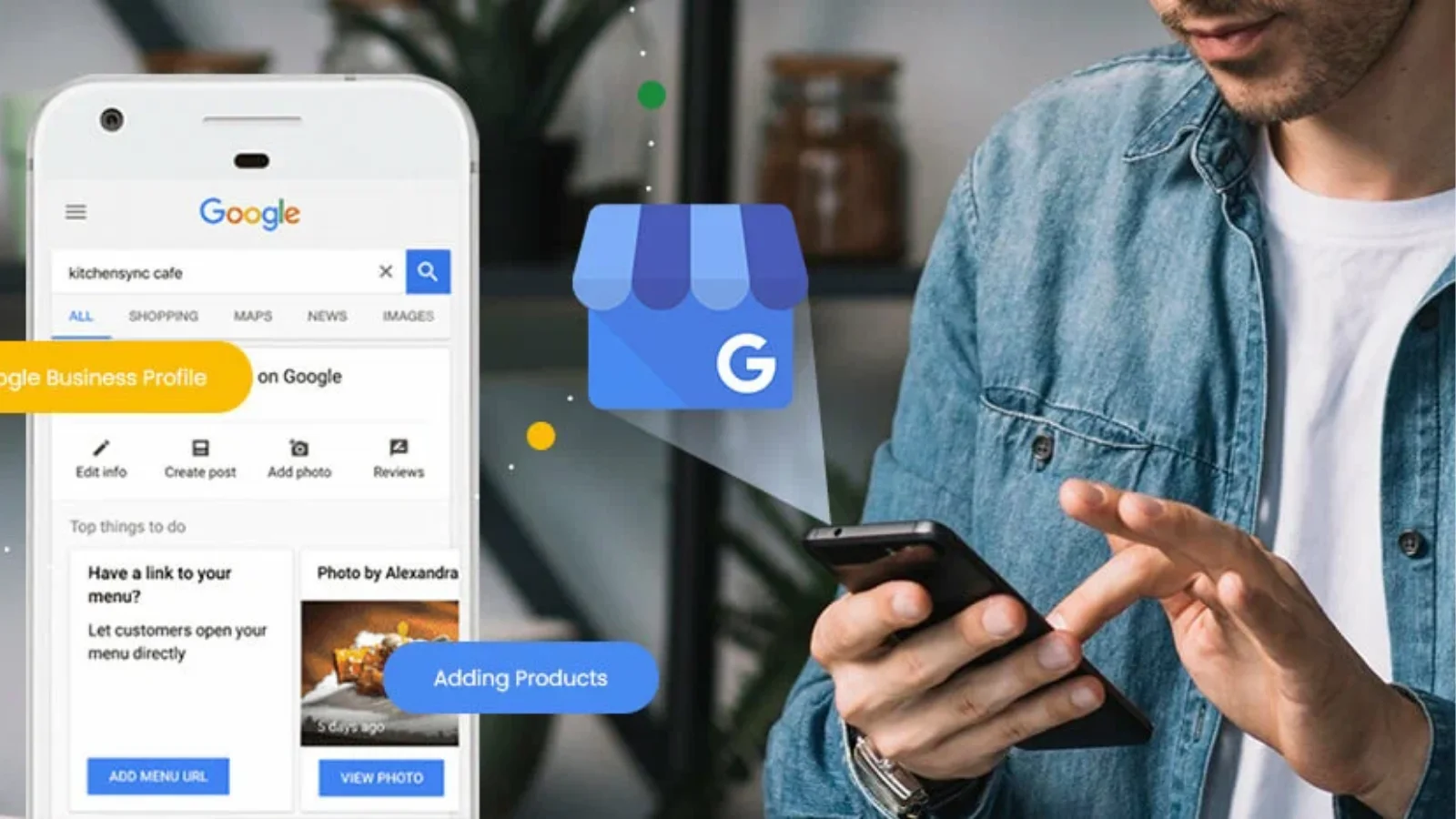 Person managing a Google Business Profile on a mobile phone